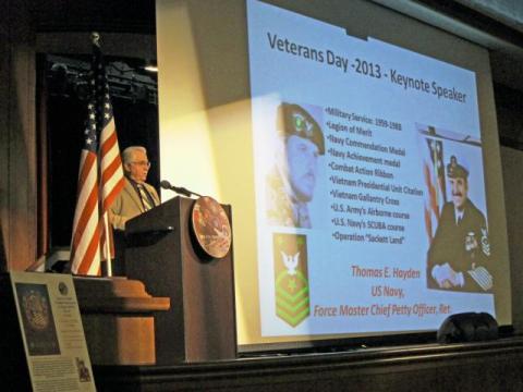 Tom Hayden Keynote Speaker Veterans Day 2013.jpg